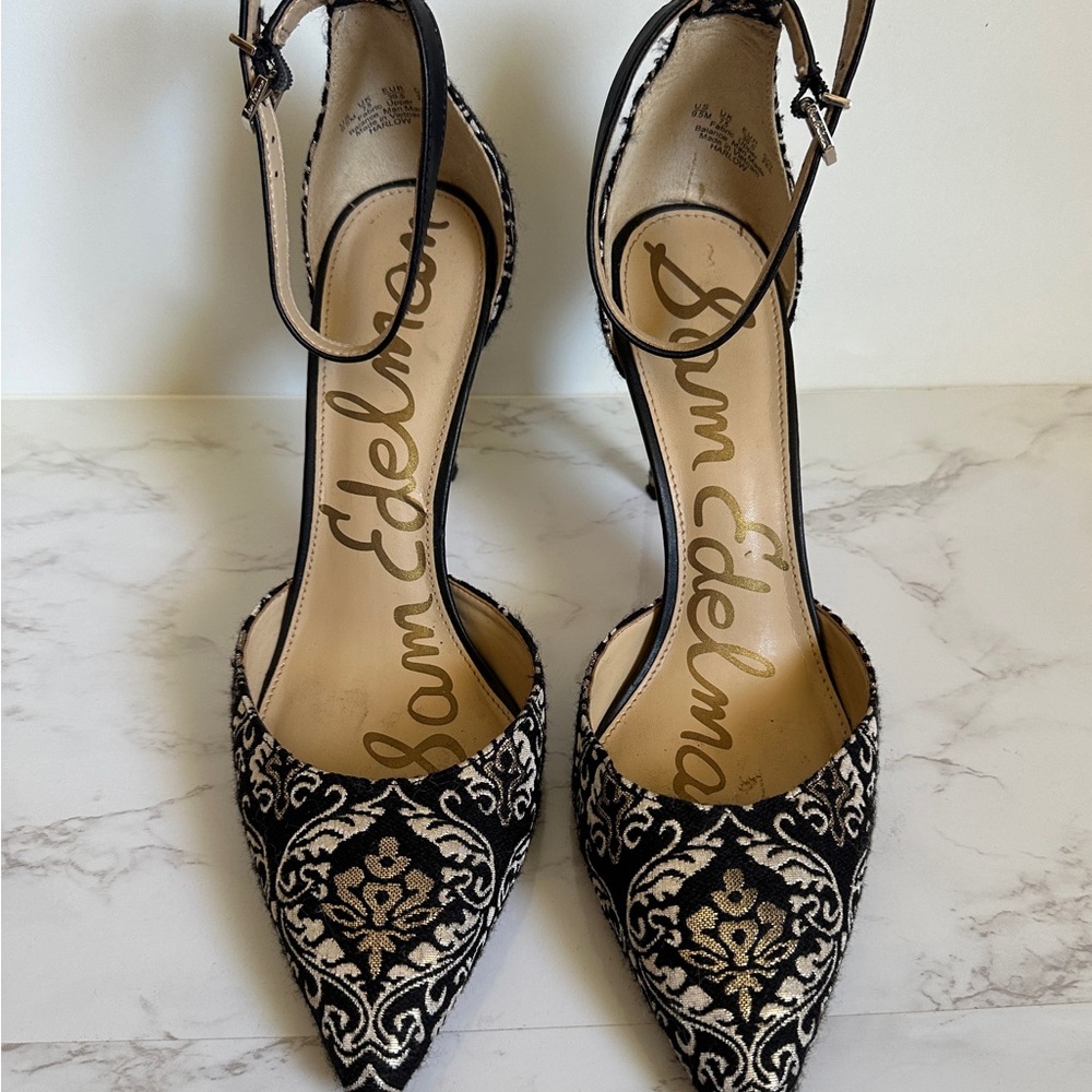 Sam Edelman - Black and Cream Broquette Heels